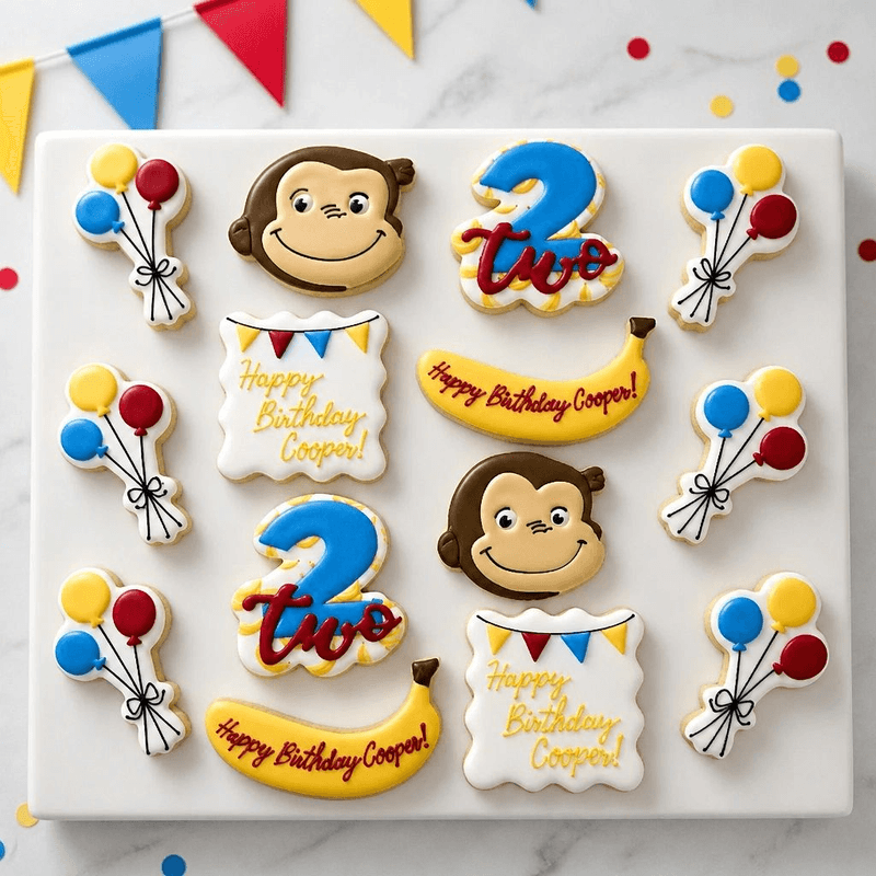Colorful custom royal icing cookies with intricate piping